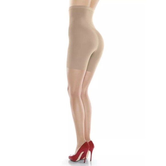 NEW SPANX HIGH WAIST MID-THIGH SHAPER COLOR NUDE SIZE 5 TIGHTS HOSE CAREER NIP - Picture 1 of 6